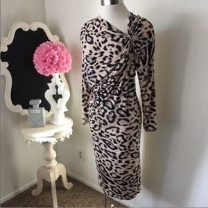 MKC Marisa Kenson Collection Asymmetrical Leopard Print Dress